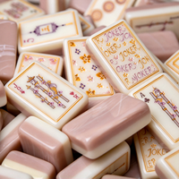 Jeu de Mahjong Floral avec Tuiles Joker, Dos Marbré, Motif 3D en Relief, Doré Vintage, Design Floral Art Nouveau, Tuiles de Mahjong Cadeau