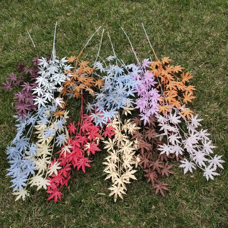 Plastic Autumn Flowers Fall Leaf Maple Artificial Leaves Artificial Autumn Maple for Home Decoration
