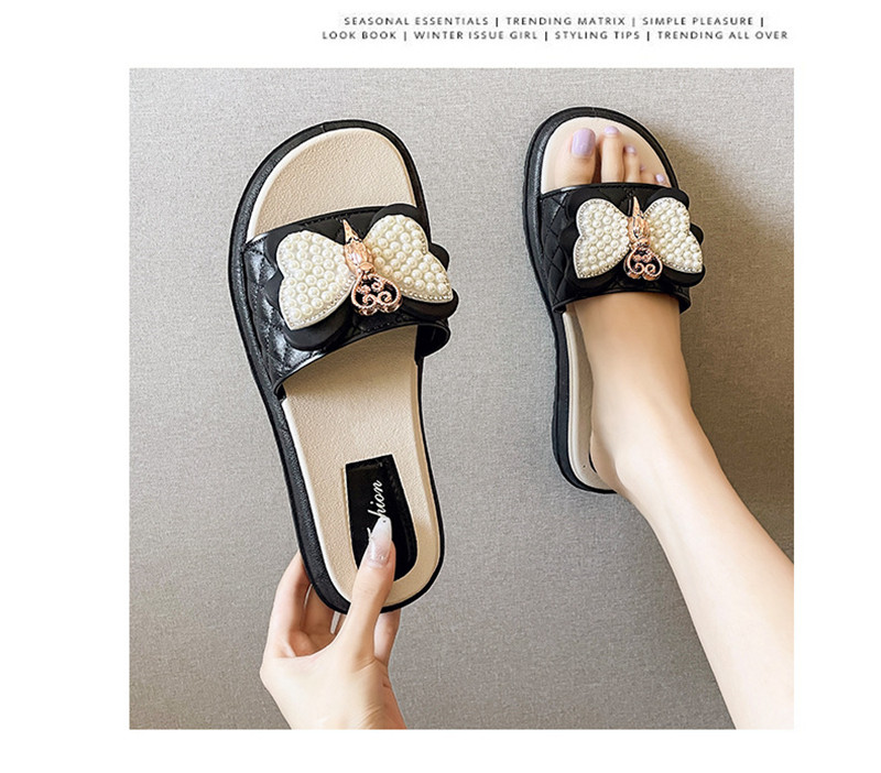 Fashion Casual Flat Shoes Bow Sandals Women Soft Anti-slip Beach Slippers for Ladies
