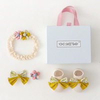Coffret Cadeau Bébé Écologique Recyclable – Boîte Plate Artistique pour Bougie, Bandeau, Chaussettes – Coffret Cadeau Naissance, Un Mois, Cent Jours, Anniversaire Nouveau-né