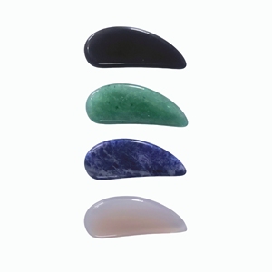 Luxury Natural Stone Cosmetic SpatulaMini Rose Quartz Gua Sha for Under Eye Cream Application - Product Image 6