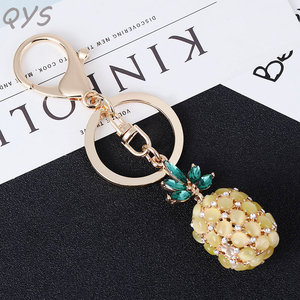 QYS Rhinestone Pineapple Keychain Colorful Crystal Fruit <b>Bag</b> Charm Metal <b>Key</b> <b>Ring</b> Car Accessory Gift - Product Image 4