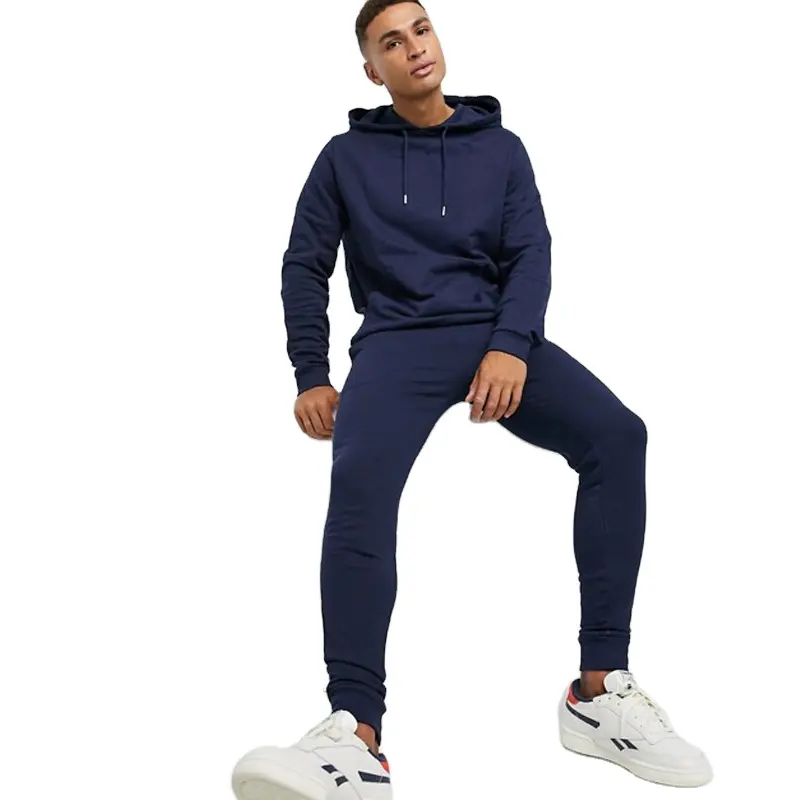 100% Cotton Blank Navy Sport Gym Sweat Suit Jogging Men Track Suits Tracksuits for spring autumn