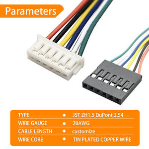สายต่อขยายแบบกำหนดเอง JST ZH1.5 6 พิน ตัวผู้-ตัวเมีย ความยาว 28AWG สายเคเบิลแบบปรับแต่งได้ - Product Image 3