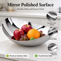 Bol à salade en acier inoxydable poli miroir, assiette à fruits, plateau à dessert pour la cuisine, le salon et la présentation des aliments