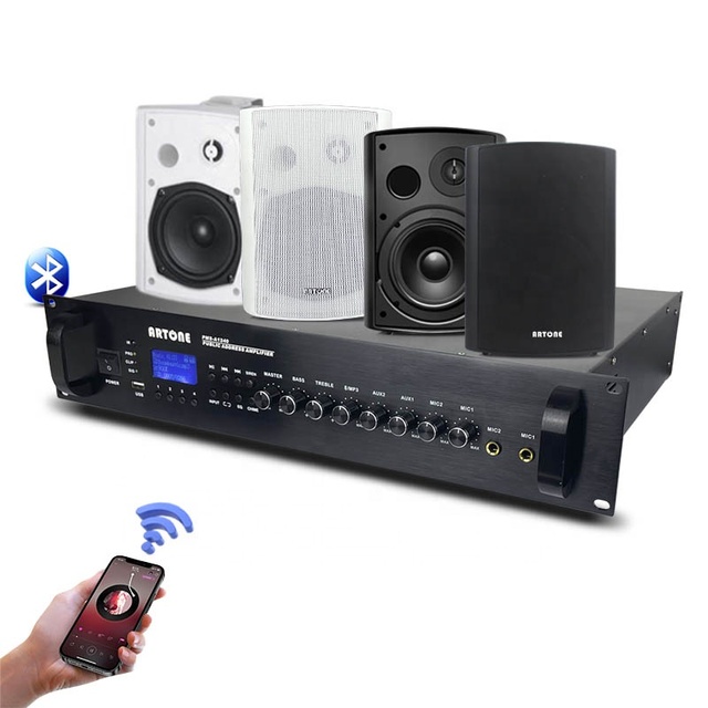 100W-600W Blue Tooth Music Mixer PA Power Amplifier Ceiling Wall Mount Speaker Salon Store 100V Complete Set Sound System