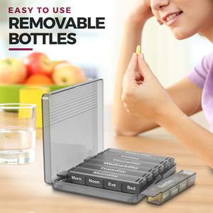 Tùy chỉnh màu sắc hàng tuần cuộc hành trình vitamin trường hợp với nắp y học lưu trữ Organizer <span class=keywords><strong>7</strong></span> Ngày 28 khoang hàng tuần Pill Box - Product Image 2