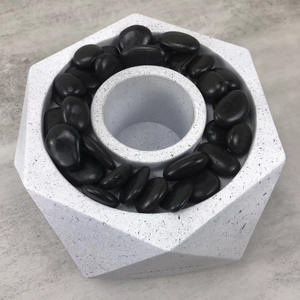 Brasero de table géométrique gris clair sans conduit, en ciment, portable, <span class=keywords><strong>bio</strong></span>éthanol, foyer moderne rond pour l'extérieur - Product Image 2