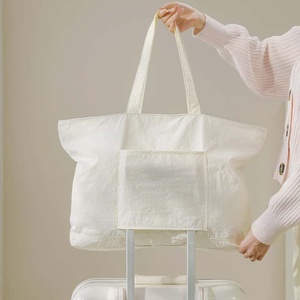 Cute Fruit Snail Tote <b>Bag</b> 25L Nylon Zipper Closure Soft Handle Foldable Minimalist Style Unisex Outdoor Travel <b>White</b> - Product Image 5