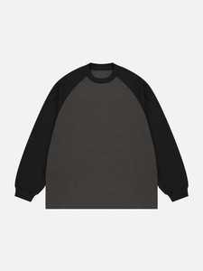 เสื้อยืดแขนยาวผู้ชาย ผ้าคอตตอนถักน้ำหนัก 300 กรัม ทรงแร็กแลน คอโอ ทรงปกติ สีบล็อก ลำลอง - Product Image 4