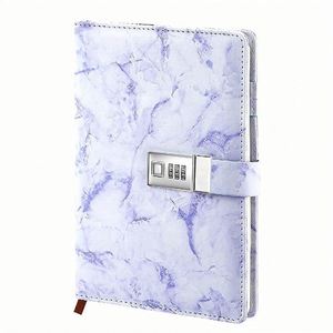 A5 Vintage Marbled PU Leather Password Book <b>with</b> <b>Lock</b> Customizable Secure Notebook for Personal or Office Use - Product Image 2