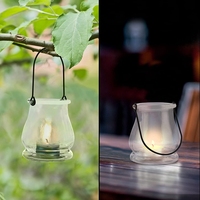 Vase porte-bougie décoratif mural en verre transparent 300 ml avec poignée pour bougies chauffe-plat, idéal pour Noël et les fêtes