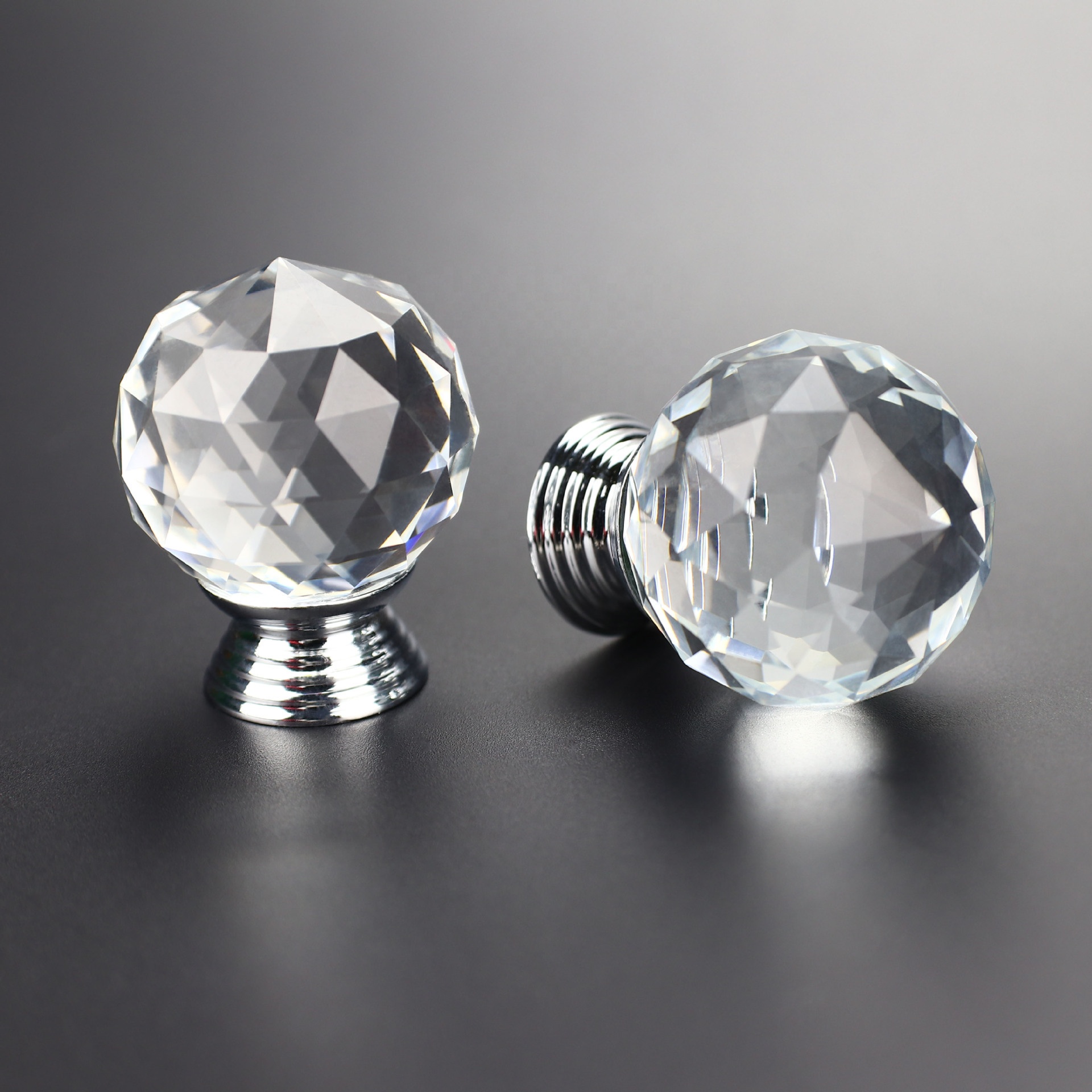 30mm Clear Crystal Glass Door Knobs with Screw Cupboard Cabinet Handle Drawer Pull Handle