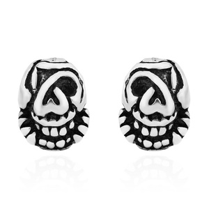 Boucles d'oreilles créoles tendance Hip Hop en acier inoxydable avec tête de mort, bijoux unisexes élégants et stylés - Product Image 2