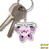 Porte-clés en acrylique « Hang in There » avec chauve-souris rose et bannière, breloque de sac et accessoire de porte-clés motivant, Kawaii Gothique, pour étudiants