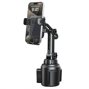 Car Cup Phone Holder Extendable Adjustable Mount For Dashboard <b>General</b> Use Black <b>Plastic</b> Clip On Type - Product Image 2