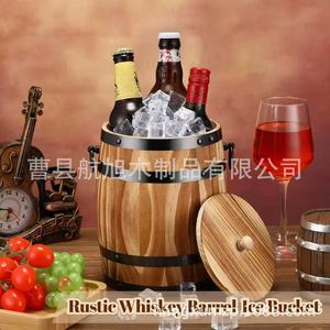 Retro Wooden Beer Barrel Ice <b>Bucket</b> <b>With</b> <b>Lid</b> For Wedding And Outdoor Use Durable Round Shape - Product Image 3