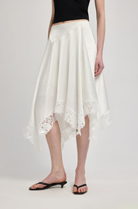 Jupe asymétrique irrégulière en satin perlé et dentelle pour femme, taille haute élastiquée, anti-plis, idéale pour l'été, tendance et élégante - Product Image 6