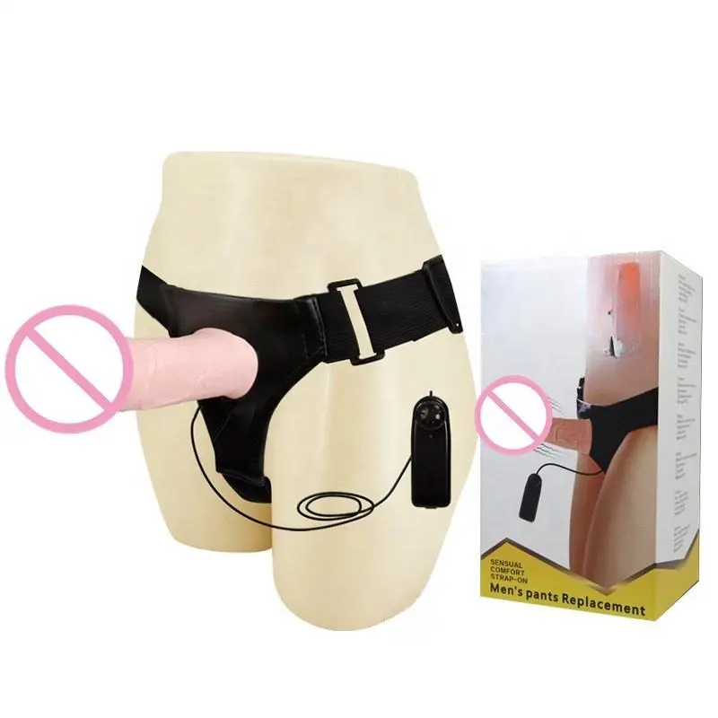 Male Sex Toys PU Panty Underwear With Dildo Wireless Control Vibration Panty Dildo Hollow Strap On Dildo For Men Sex Toys