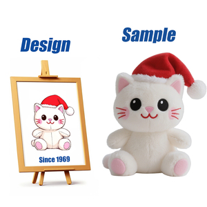 Shengye OEM vente en gros fournisseur de jouets en peluche <span class=keywords><strong>chat</strong></span> de Noël personnalisé doux Kawaii cadeaux de vacances pour bébé jouet d'animal en peluche <span class=keywords><strong>chat</strong></span> blanc mignon - Product Image 1