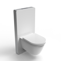 SUNTEN Citerne à double chasse d'eau encastrée de luxe moderne, réservoir de toilette mural en verre trempé avec cadre en alliage d'aluminium