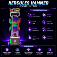 Machine de jeu d'arcade à monnayeur pour adultes, jeu de frappe au marteau, lumières LED, 1 joueur, machine de force de frappe en métal, version anglaise