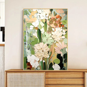 Pintura abstracta de flores sobre lienzo con marco de aleación de aluminio, arte de pared de estilo nórdico para decoración de sala de estar - Product Image 2