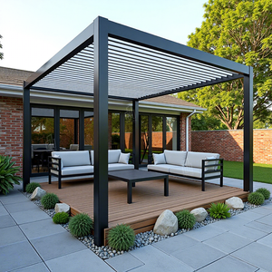 Pergola <span class=keywords><strong>da</strong></span> Giardino Moderna in Alluminio Impermeabile con Tetto a Lamelle Motorizzate, Sistema Bioclimatico per Terrazze e Balconi - Product Image 2