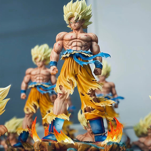 Statua Jt <span class=keywords><strong>Z</strong></span> Son Goku in PVC con Teste Intercambiabili, Base LED, Action Figure Super Saiyan da Collezione, Giocattoli e Regali - Product Image 3