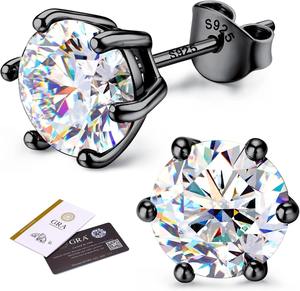 Pendientes de Plata de Ley 925 con Baño de Oro Blanco de 18K, Hipoalergénicos, con Parte Trasera Plana, Joyería para - Product Image 1