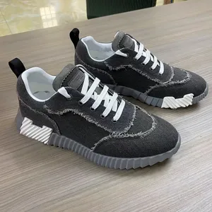 2026 Luxury Designer Washed Denim <b>Lace</b>-up Casual <b>White</b> Couple Style Sports Shoes Genuine Leather Lining Anti-Slippery Export Men - Product Image 6