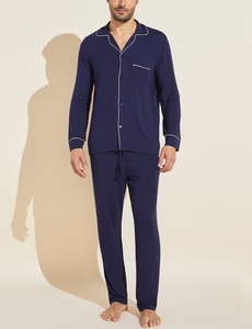 Set <span class=keywords><strong>Pigiama</strong></span> da <span class=keywords><strong>Uomo</strong></span> in Cotone Morbido a Maniche Lunghe con Tasche, Abbigliamento da Notte in Modal con <span class=keywords><strong>Bottoni</strong></span> - Product Image 2