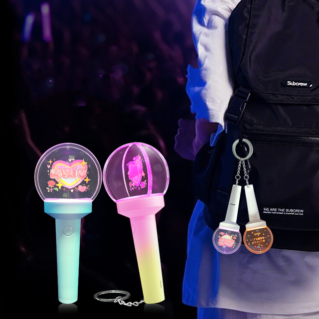 Mini Kpop LED Light Stick Keychain Custom Logo Glow Stick with Trade Show Promotional Party Supplies for Keychain or Give Away
