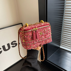Bolso Bandolera de Lentejuelas de Diseño de Lujo para Mujer, Nuevo Bolso de Hombro Pequeño de Tweed con Cadena, a la Moda - Product Image 1