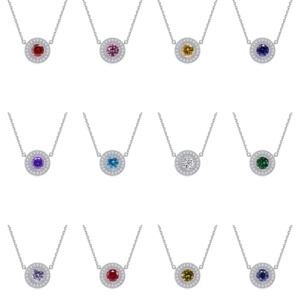 Nouveautés en gros : Collier en argent sterling 925 avec rangées de diamants et 12 pierres de naissance - Product Image 1
