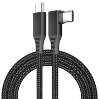 Câble USB-C en alliage d'aluminium haute vitesse 3M 5M, tressé en nylon à angle droit, pour charge rapide et transfert de données, idéal pour console de jeu