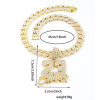 PD3166 Européen Américain Hip-Hop Bijoux Tendance Full Strass Lettre 23 Pendentif Chaîne Cubaine Alliage Rap Collier