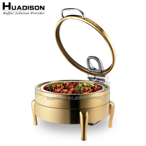 Huadison Dubai Hotel <span class=keywords><strong>Restaurant</strong></span> chauffe-plats hydrauliques ronds chauffe-plats en or de luxe - Product Image 5