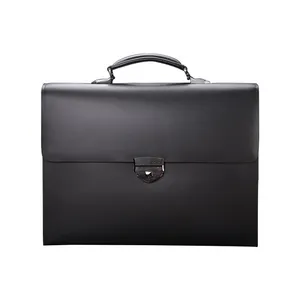 Cooperation cases Men Leather Flap Over Laptop Messenger Bag Formal Briefcase Combination Code Business Bag
