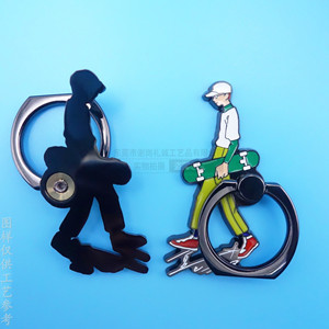 Custom <b>Ring</b> Holder Phone Stand Zinc Alloy Gunmetal Desktop Stand With <b>Cartoon</b> Character Design Manual Clip Insert Type - Product Image 3