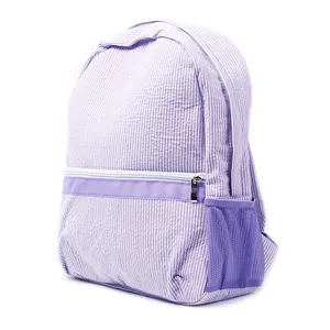 Ready Stock Soft Strip Pattern Seersucker Backpack Multi Colors Girls Lightweight School Bag