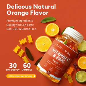 ETRUN OEM <span class=keywords><strong>C</strong></span> vitamini + çinko Gummies 1020mg bağışıklık fonksiyonu güçlü kemikler çocuklar ve yetişkinler için cilt sağlık takviyeleri teşvik - Product Image 2