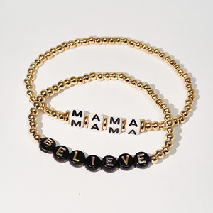 Hot Sale Hand <strong>Bracelet</strong> <strong>Mama</strong> Letter Acrylic Gold Plated Beads <strong>Bracelet</strong> for Girls and Women Jewelry Men Gift Gold Hip Hop Party - Product Image 1