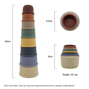 Bloques de construcción de clasificación educativa temprana suave para niños sin BPA, juguetes apiladores Montessori para bebés, tazas apilables de silicona para aprendizaje sensorial - Product Image 4