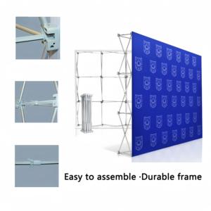 Support <span class=keywords><strong>de</strong></span> toile <span class=keywords><strong>de</strong></span> fond <span class=keywords><strong>de</strong></span> bannière personnalisé sincère cadre en aluminium Logo imprimé par sublimation thermique pour les salons professionnels d'expositions en plein air - Product Image 6