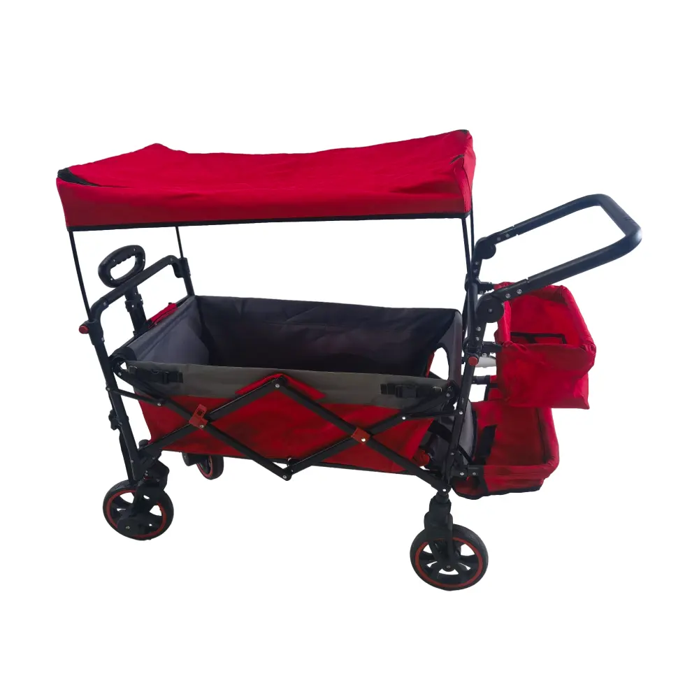 heavy duty push pull easy fold collapsible outdoor folding wagon with canopy