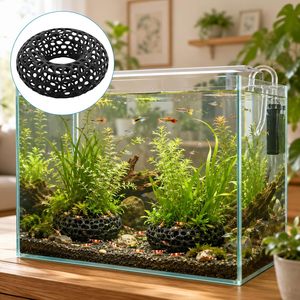 Nascondiglio Rotondo in Plastica Nera per Gamberetti, Decorazione per Acquario 8*8*2.5CM, Caverna per Gamberetti e Pesci <span class=keywords><strong>Betta</strong></span> - Product Image 6