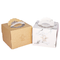 Individuell Bedruckte Marmor-Karton Bäckerei-Verpackung Faltbare Box Großhandel Maßgefertigte Kuchen-Papierbox mit Griff