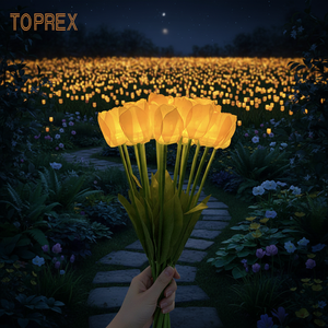 Luces LED Artificiales de Tulipanes <span class=keywords><strong>para</strong></span> el Festival de Primavera, con Luz Amarilla, Material de Tela, Lámpara de Iluminación <span class=keywords><strong>para</strong></span> Jardín y Paisaje Exterior - Product Image 1