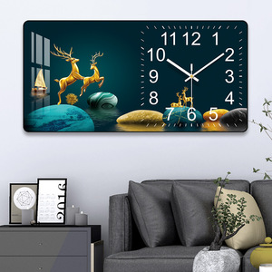 Horloge murale de peinture en porcelaine de cristal personnalisée Décoration de salon d'art animalier Suspension murale 3D Peinture en verre Décoration intérieure - Product Image 6